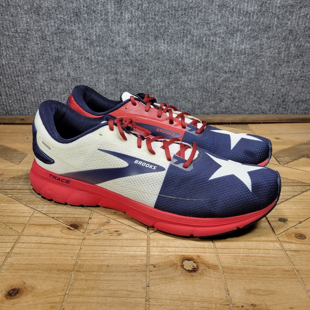 Brooks Trace 2 Shoes Mens Size 15 USA Flag Red White Texas Running 1103881D689